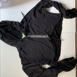 splendid cropped sweatshirt. navy blue with velvet